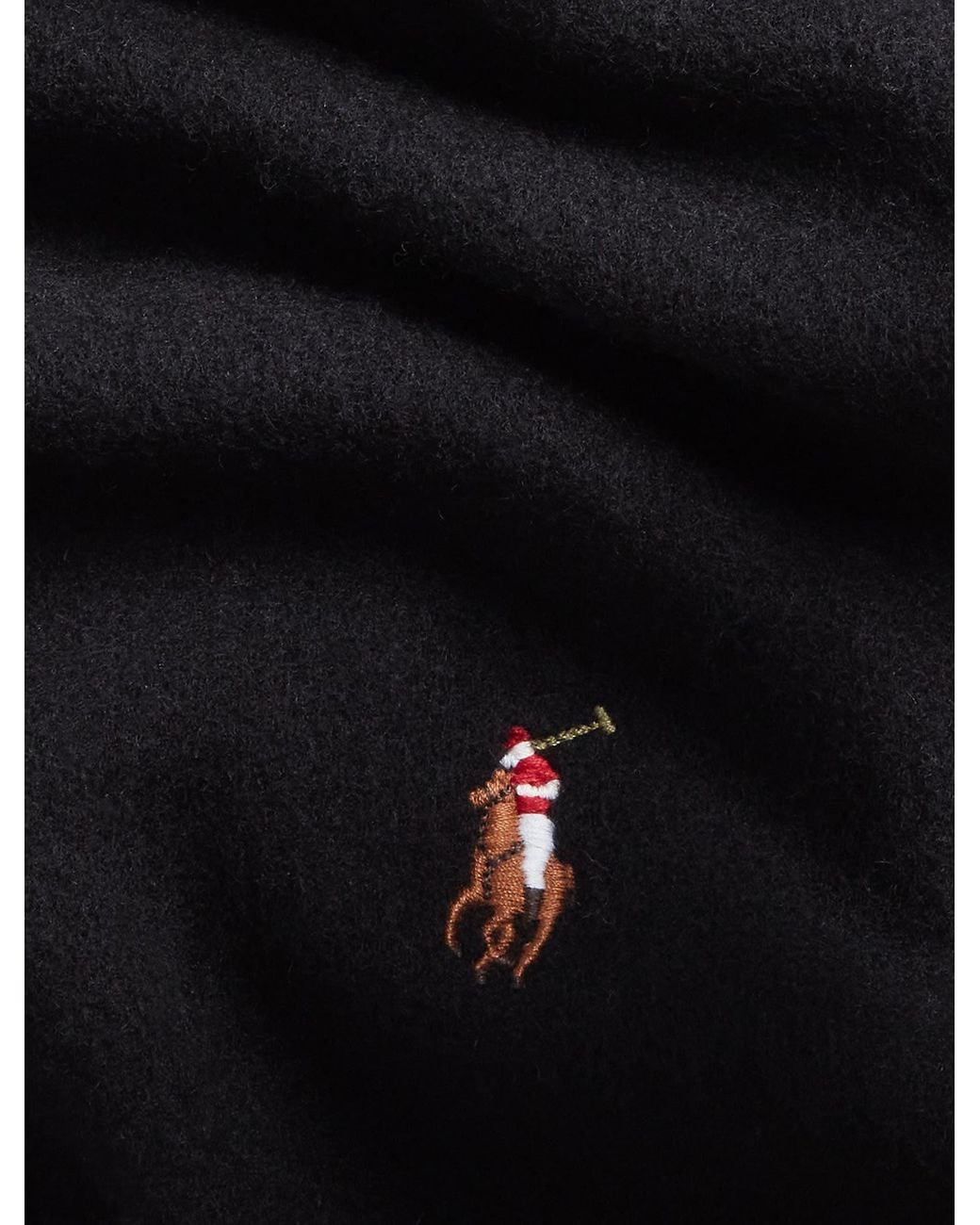 Polo Ralph Lauren Black Pony Embroidered Fringed-Edge Scarf for men