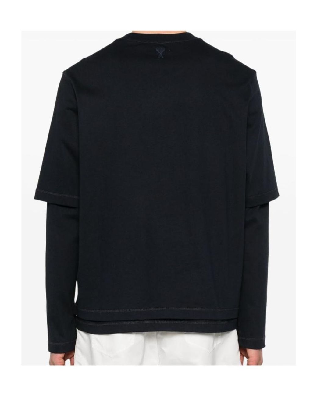 AMI Blue Logo Printed Crewneck T-Shirt for men