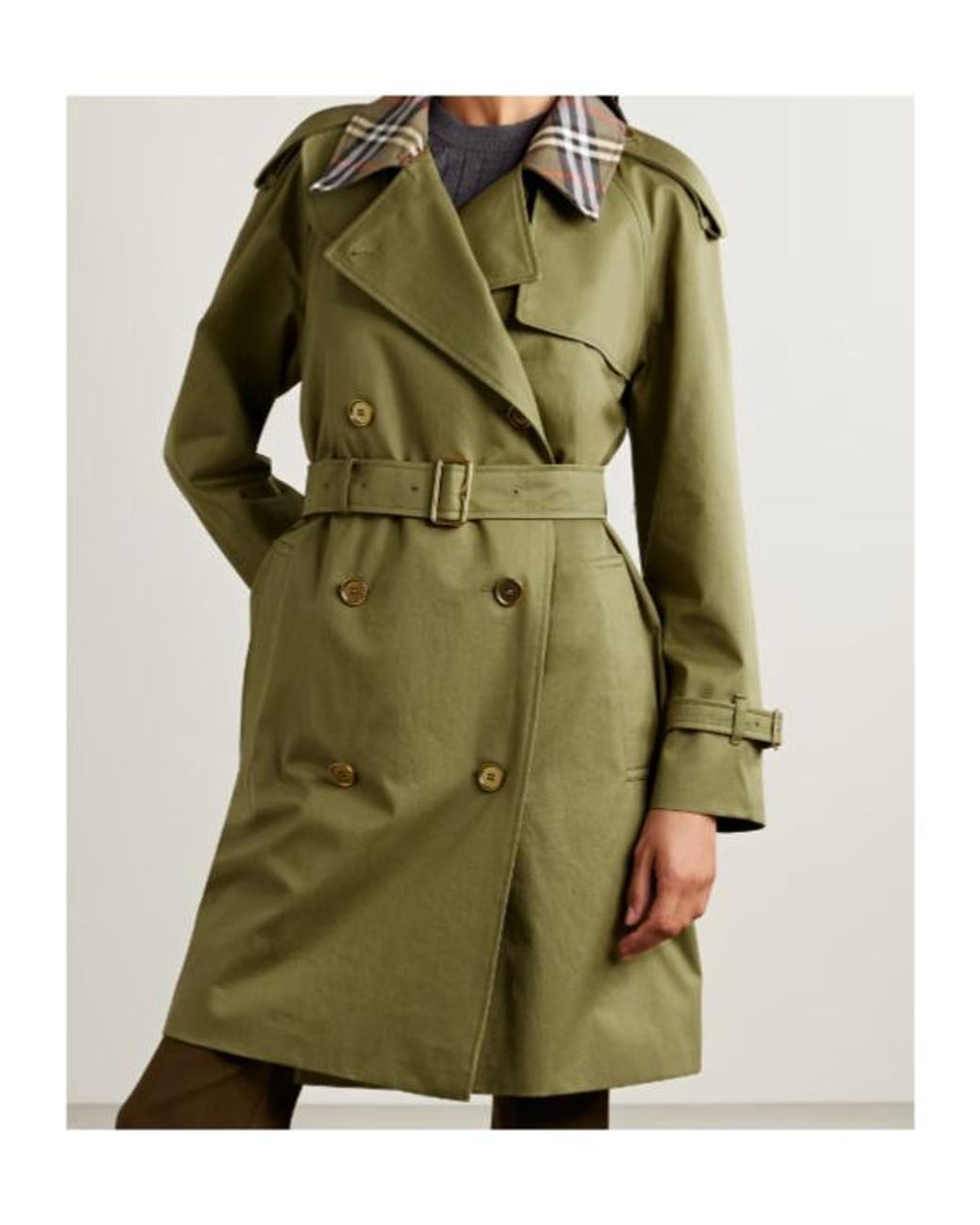 Burberry Green Short Cotton Trench Coat