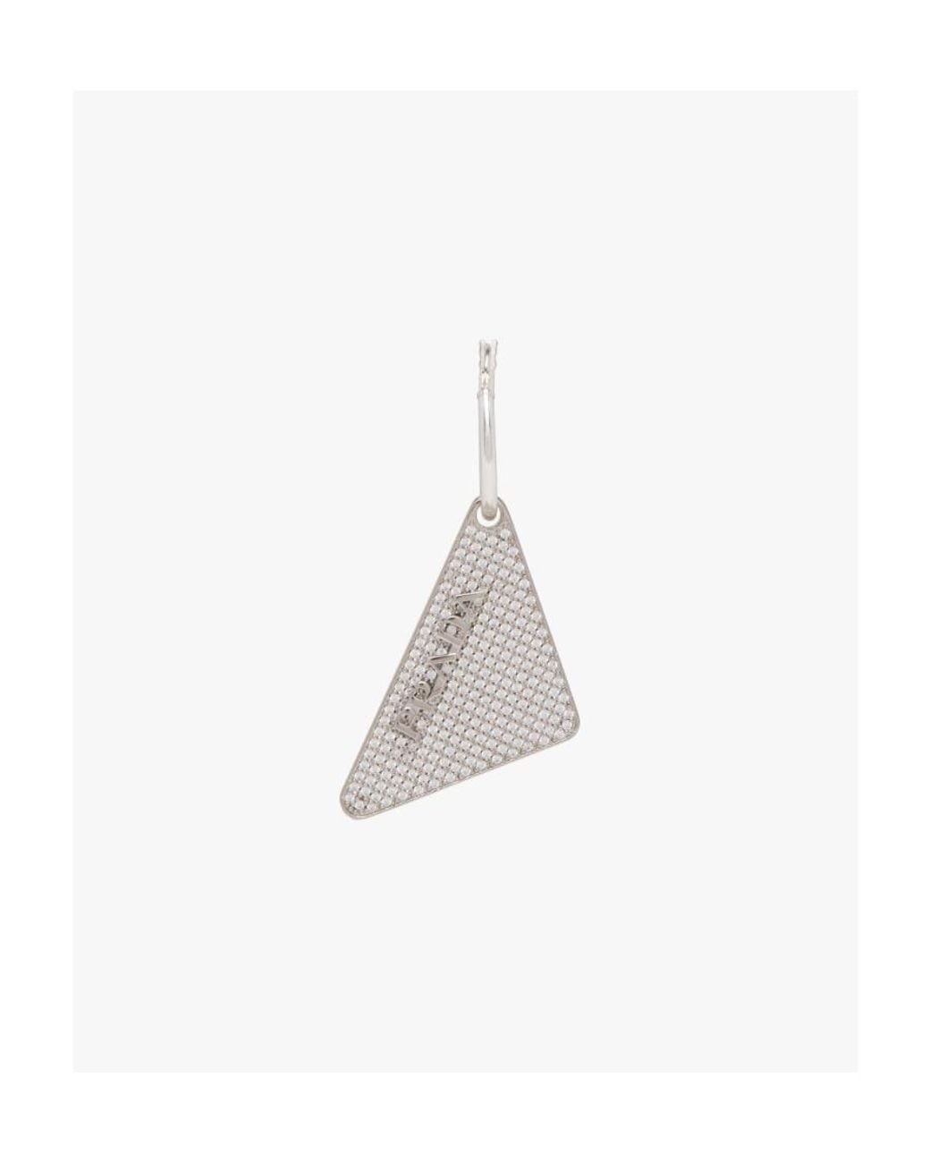 Prada White Crystal Logo Jewels Right Earring