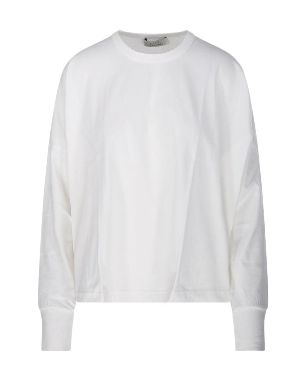 Studio Nicholson White Loop Long Sleeved Crewneck T-Shirt