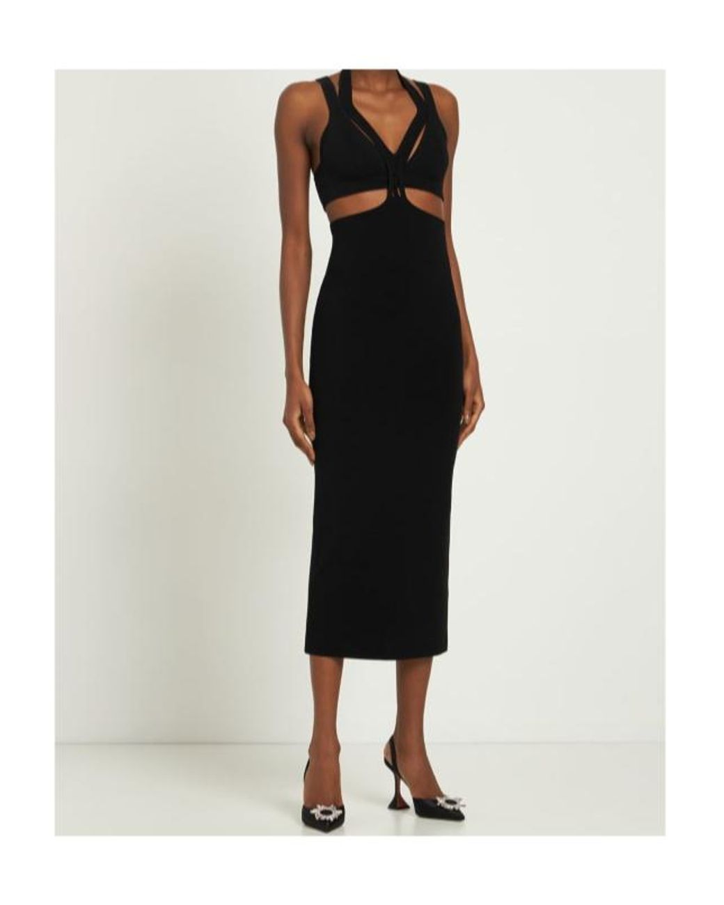 Dion Lee Black Rib Knit Interlink Crossed Midi Dress