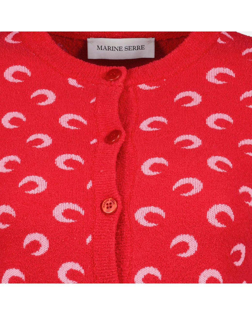 MARINE SERRE Red Moon Pattern Cropped Cardigan
