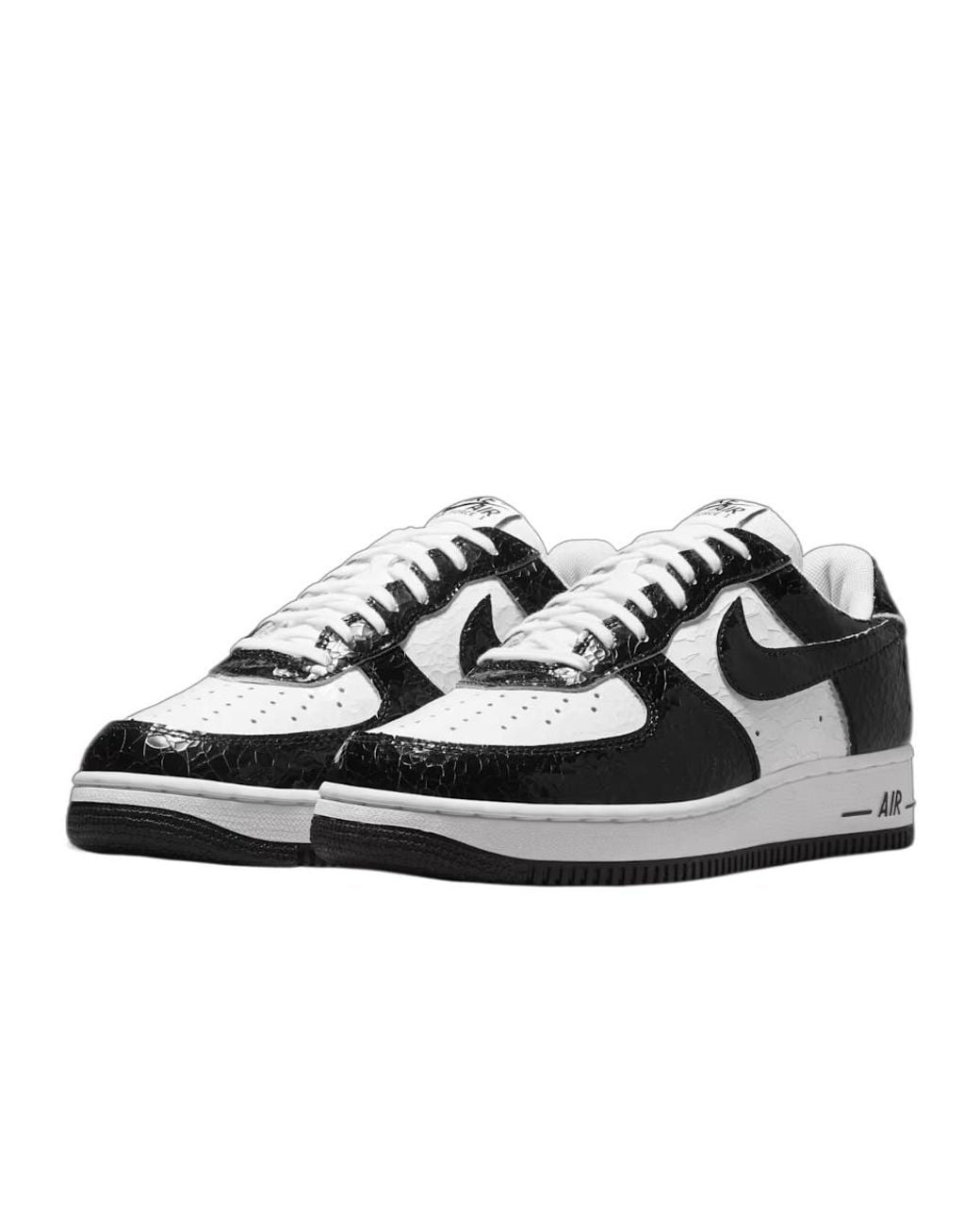 Nike Black Air Force 1 Cracked Leather Sneakers for men