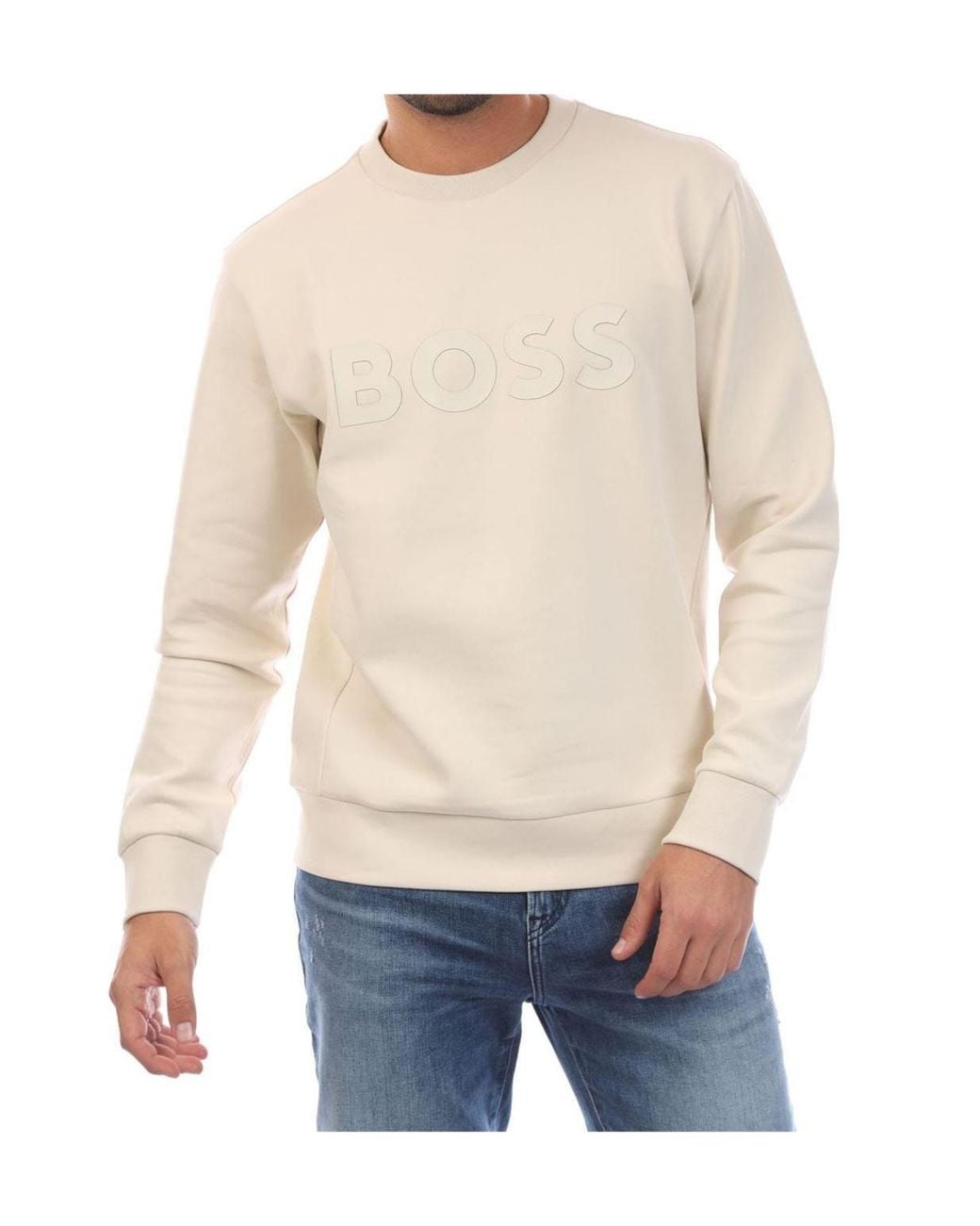 Boss Blue Salbo Stretch Sweatshirt With Sandwich Logo for men
