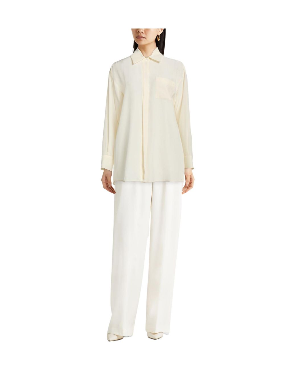 Sportmax White Minimalist Satin Shirt