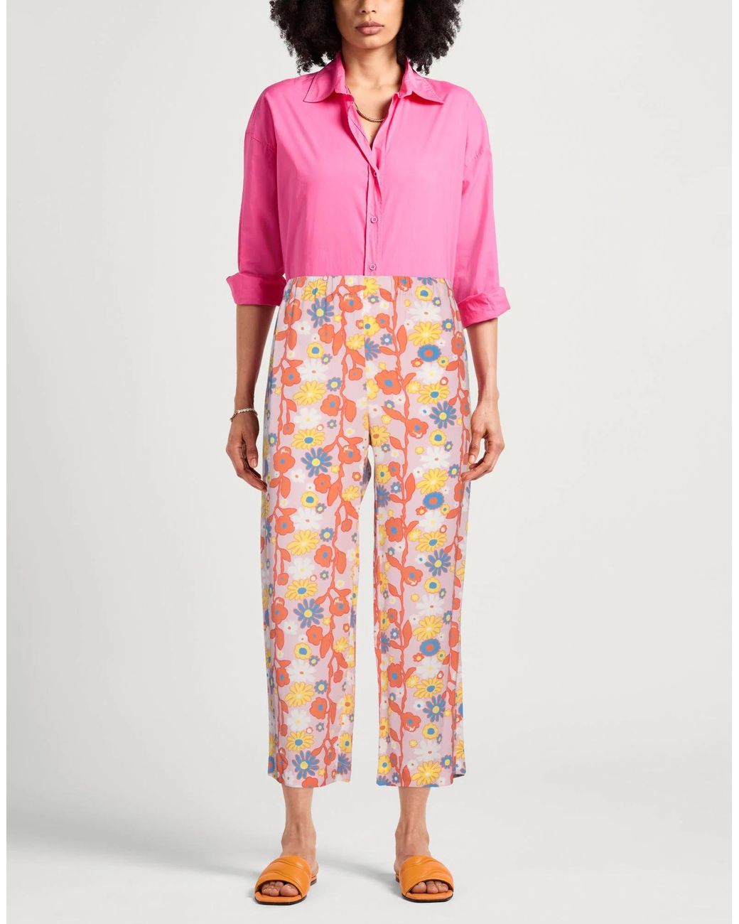 Marni Pink Floral-Print Casual Trouser