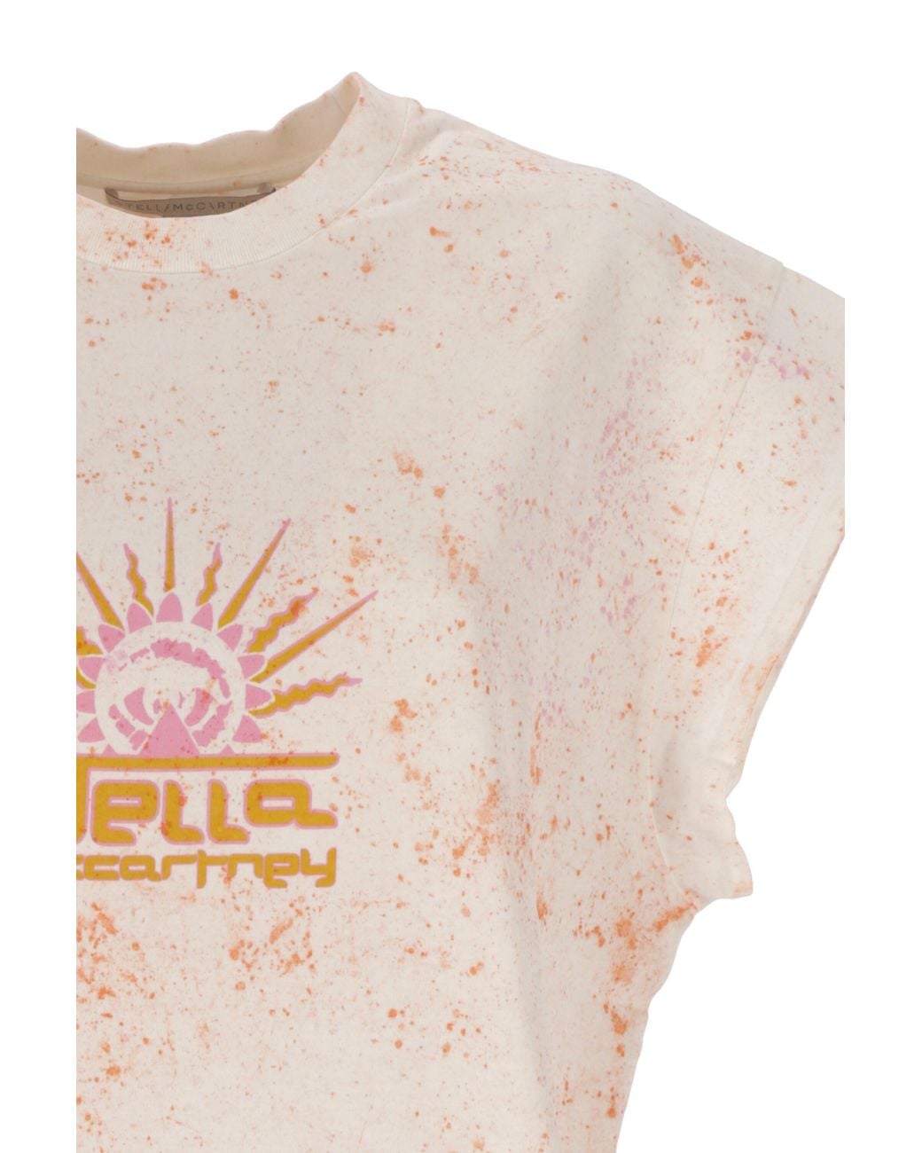 Stella McCartney White Graphic-Print Cap-Sleeved T-Shirt