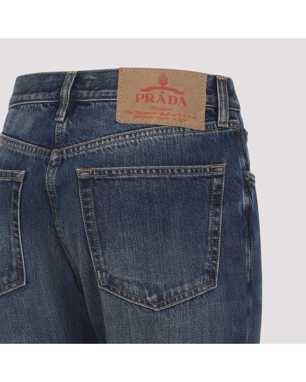 Prada Blue Low-Rise Tapered-Leg Jeans