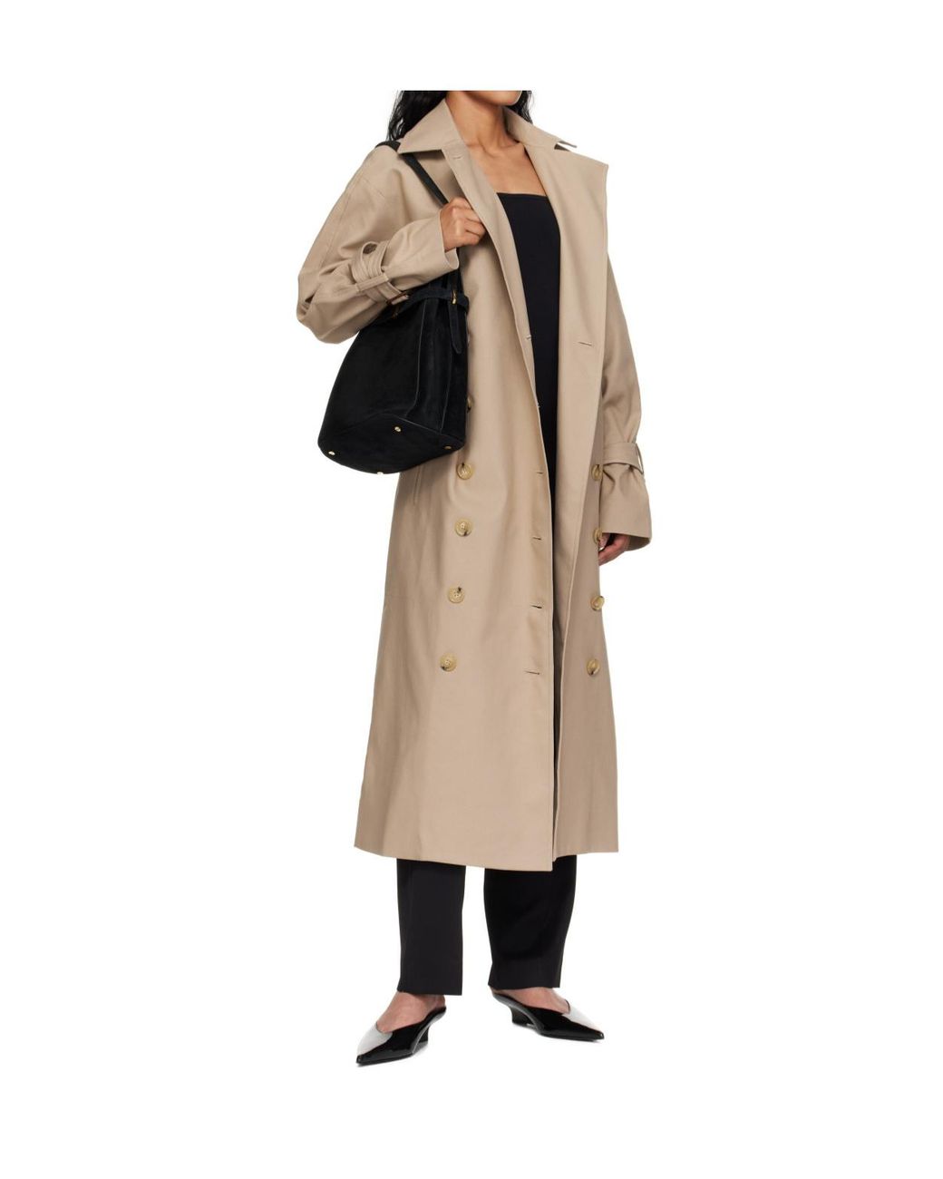Totême Natural Totême Double-Breasted Long Sleeved Trench Coat