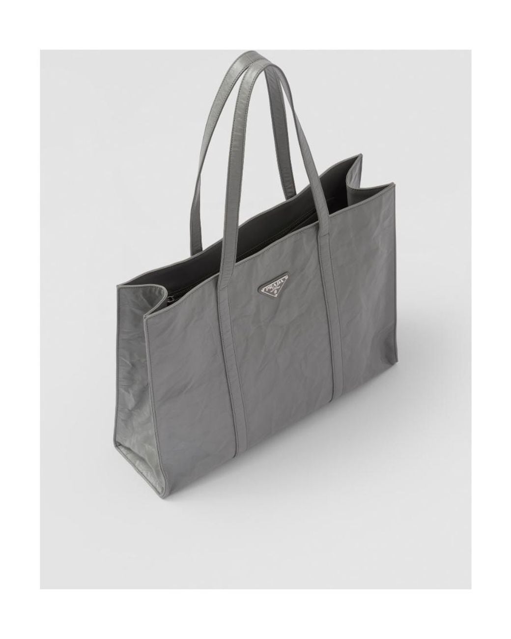Prada Gray Large Leather Tote Bag