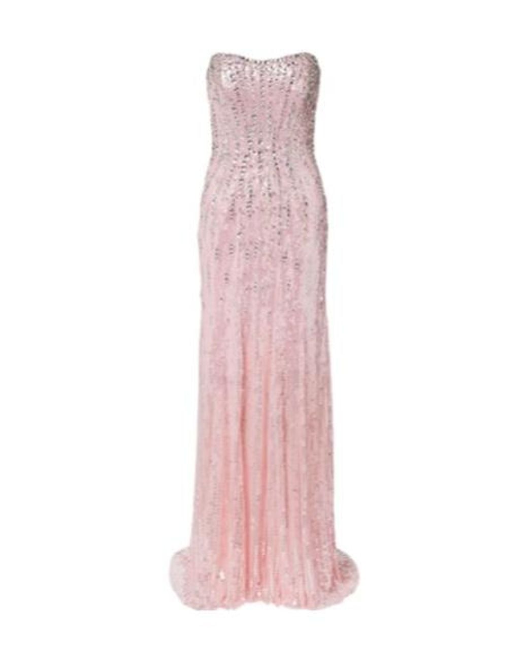 Jenny Packham Pink Sarai Embellished Bustier Gown
