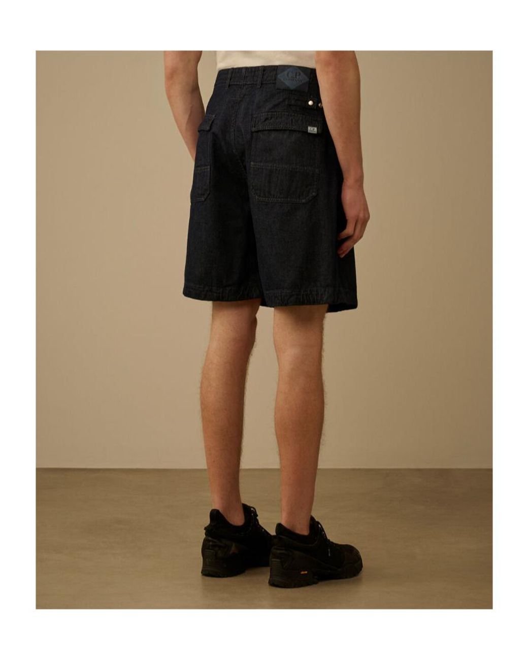 C P Company Black Utility Shorts for men