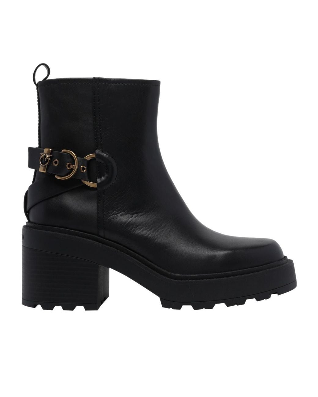 Pinko Black Logo Buckle Fastened Heeled Boots
