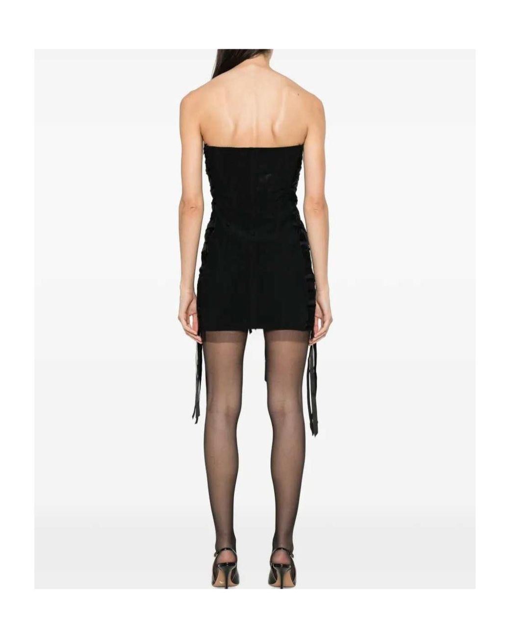 The Attico Black The Ribbon Tulle Mini Dress
