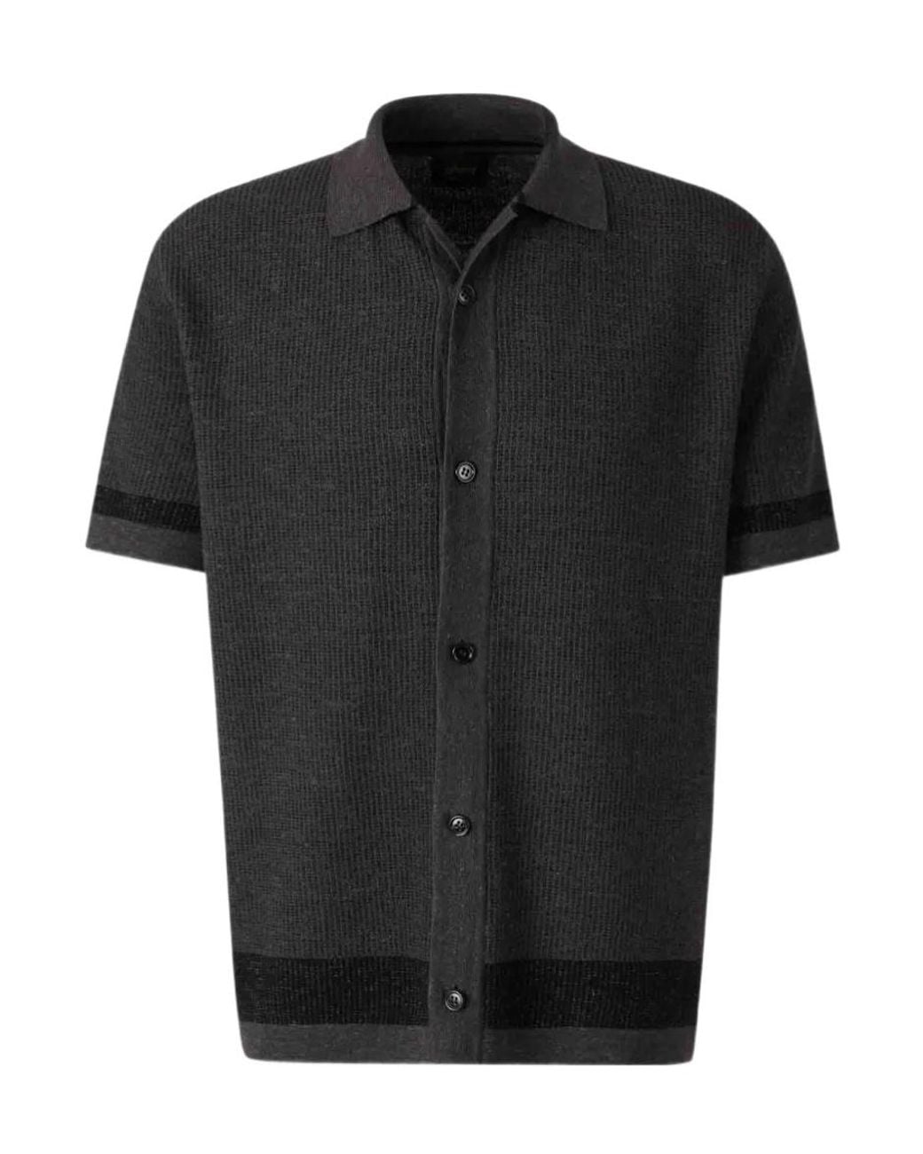 Brioni Black Casual Knit Polo Shirt for men