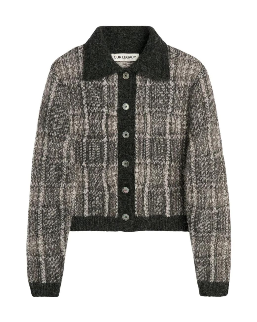 Our Legacy Black Checked Cropped Cardigan