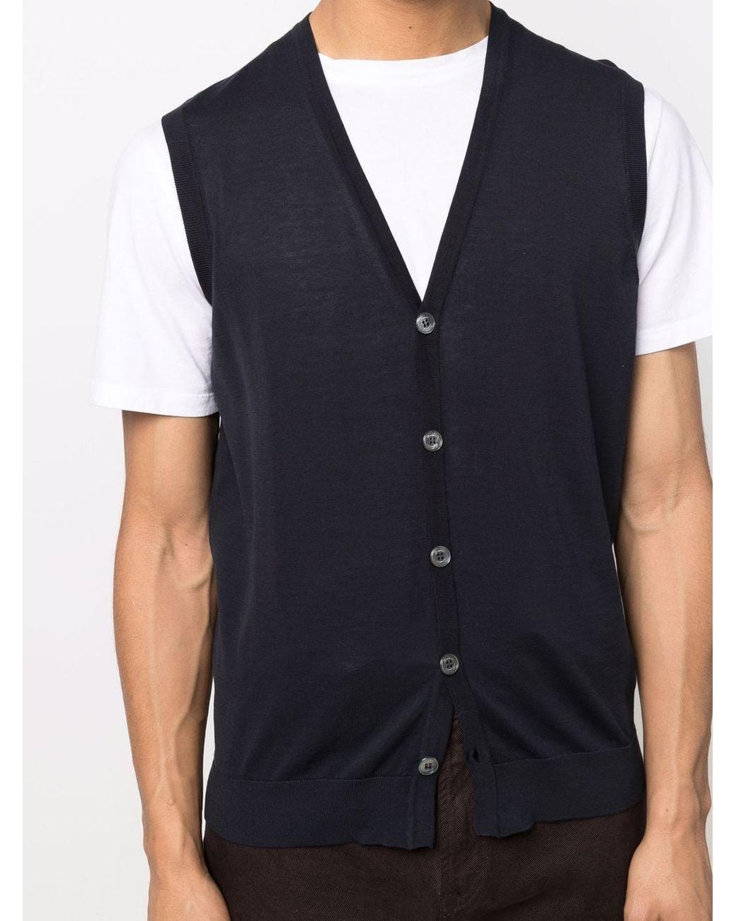 Drumohr Blue Sleeveless Buttoned Jacket for men