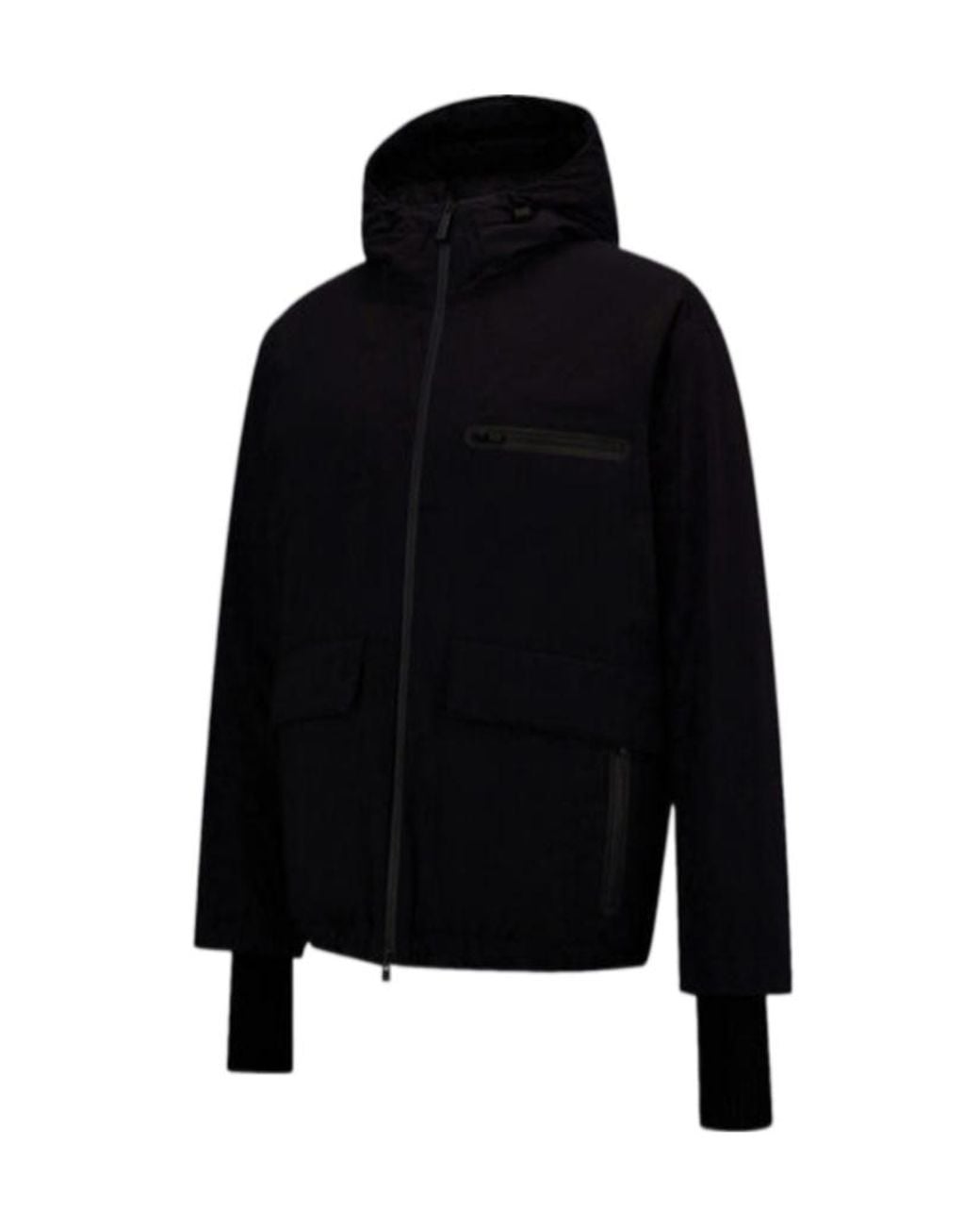 Herno Black Laminar Zip Pocket Hooded Jacket for men