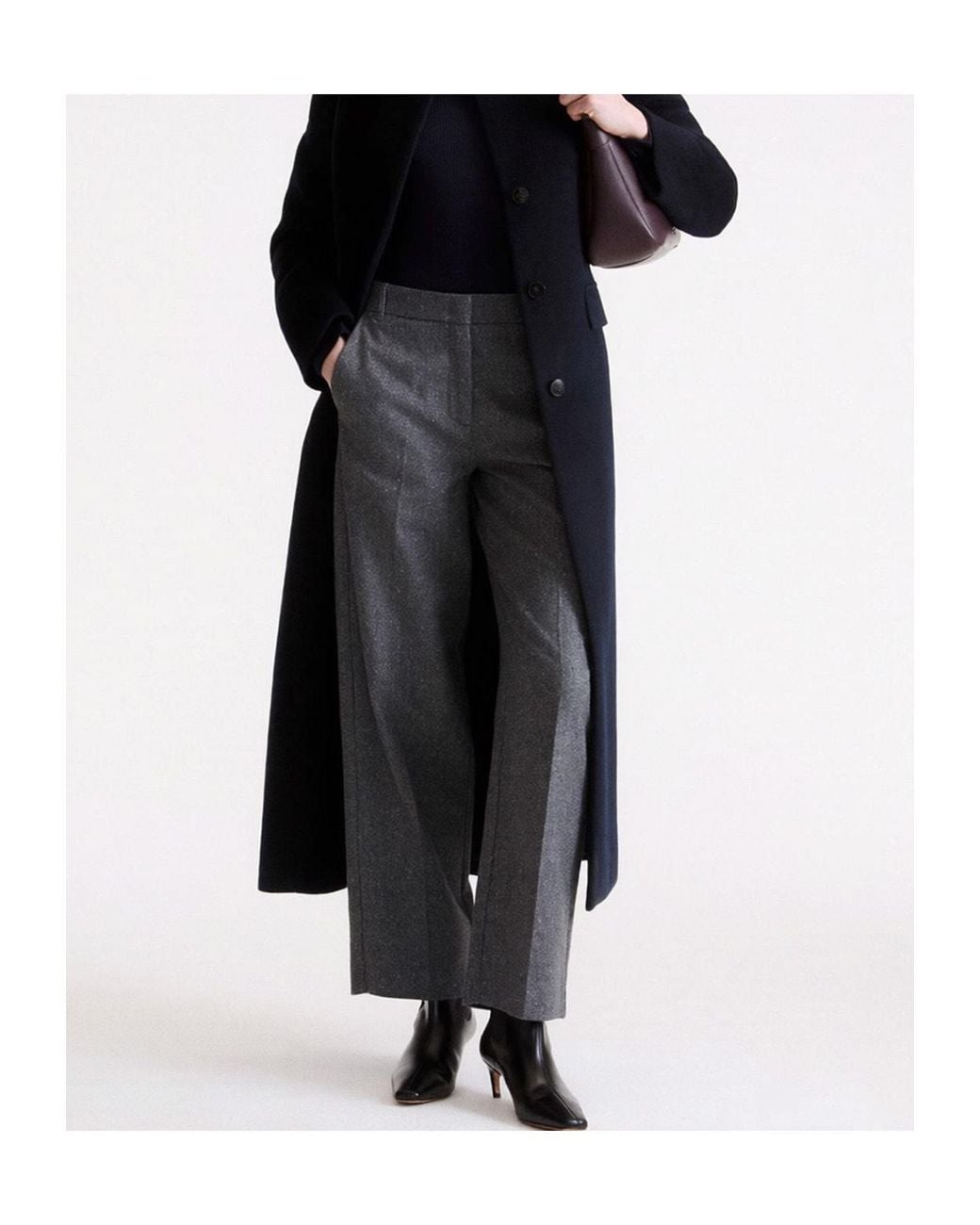 Marella Gray Wool And Silk Tweed Trousers