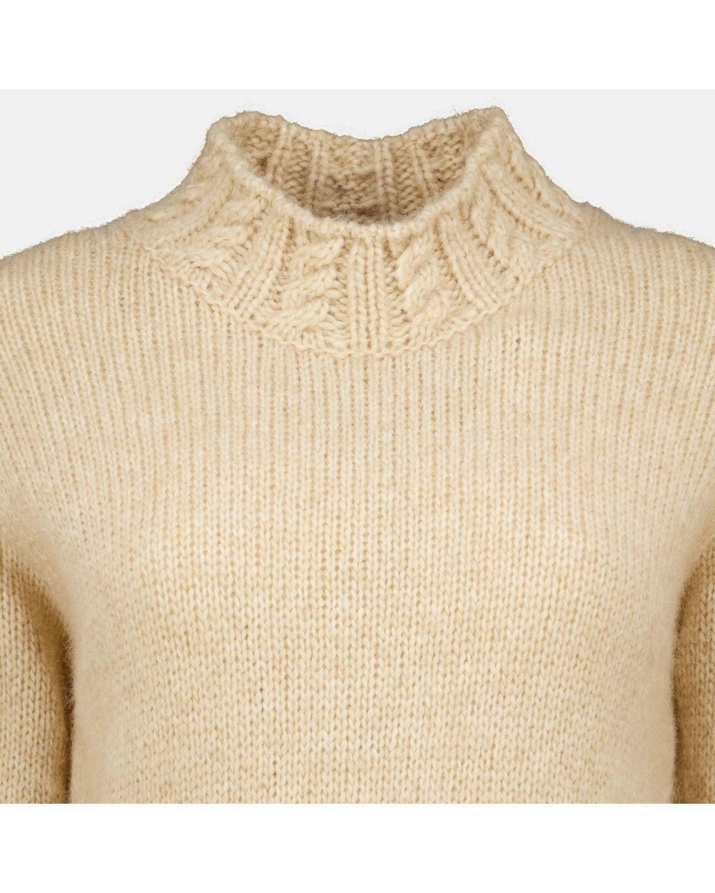Moncler Natural Ribbed Mock-Neck Knitted Sweater