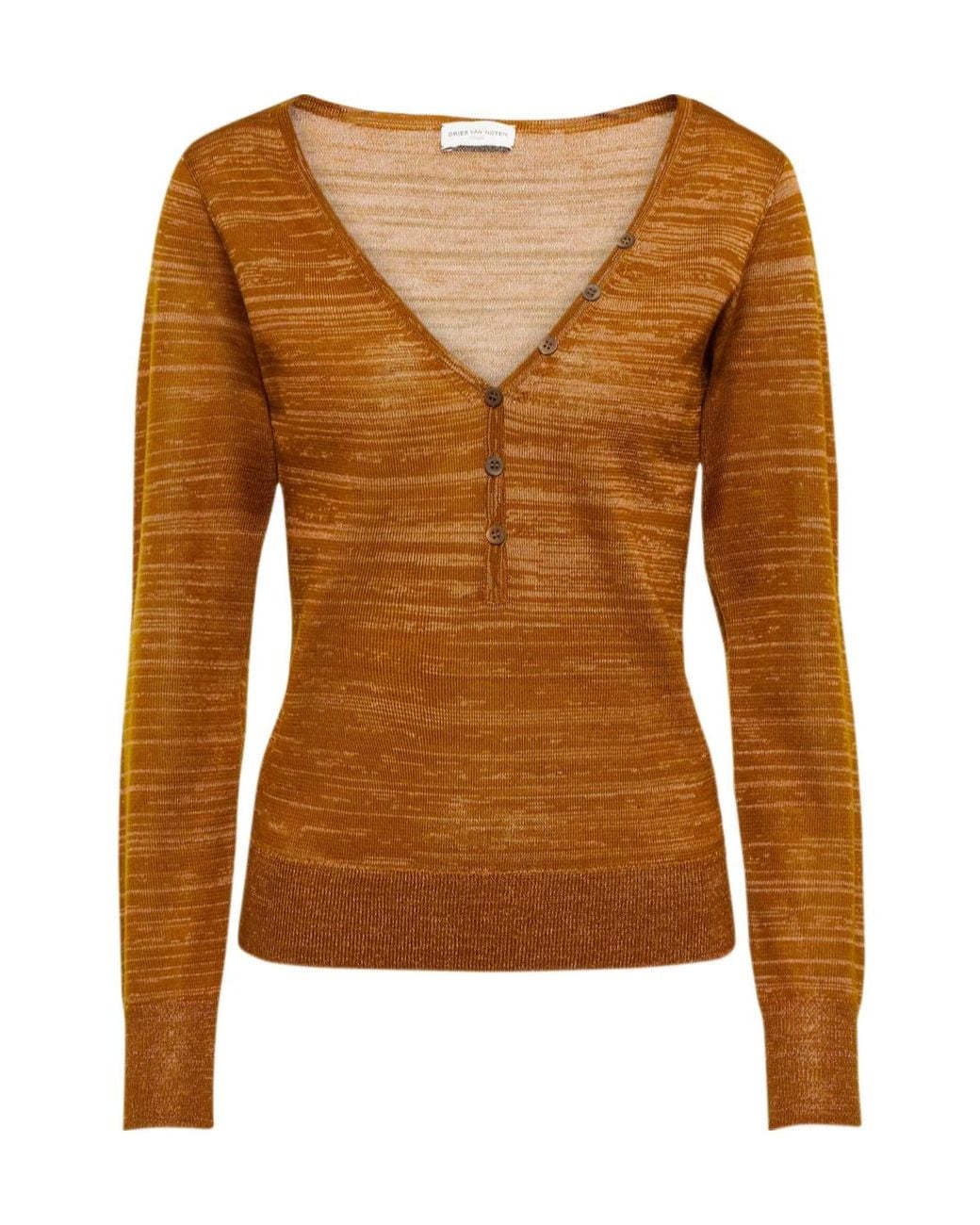 Dries Van Noten Brown Long-Sleeved Sweater