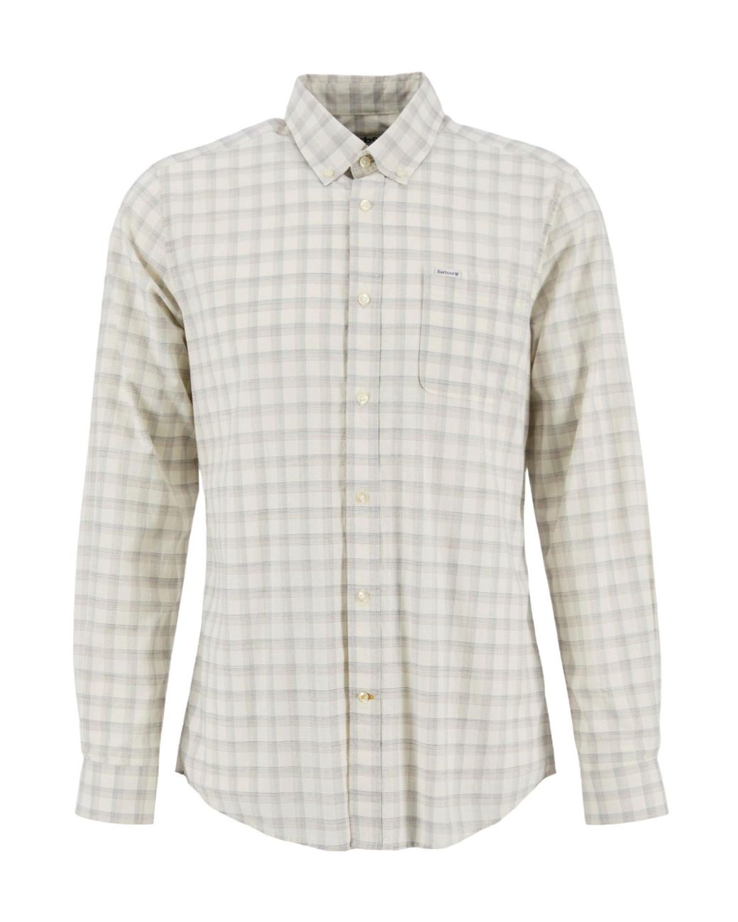 Barbour White Long-Sleeved Plaid Shirt for men