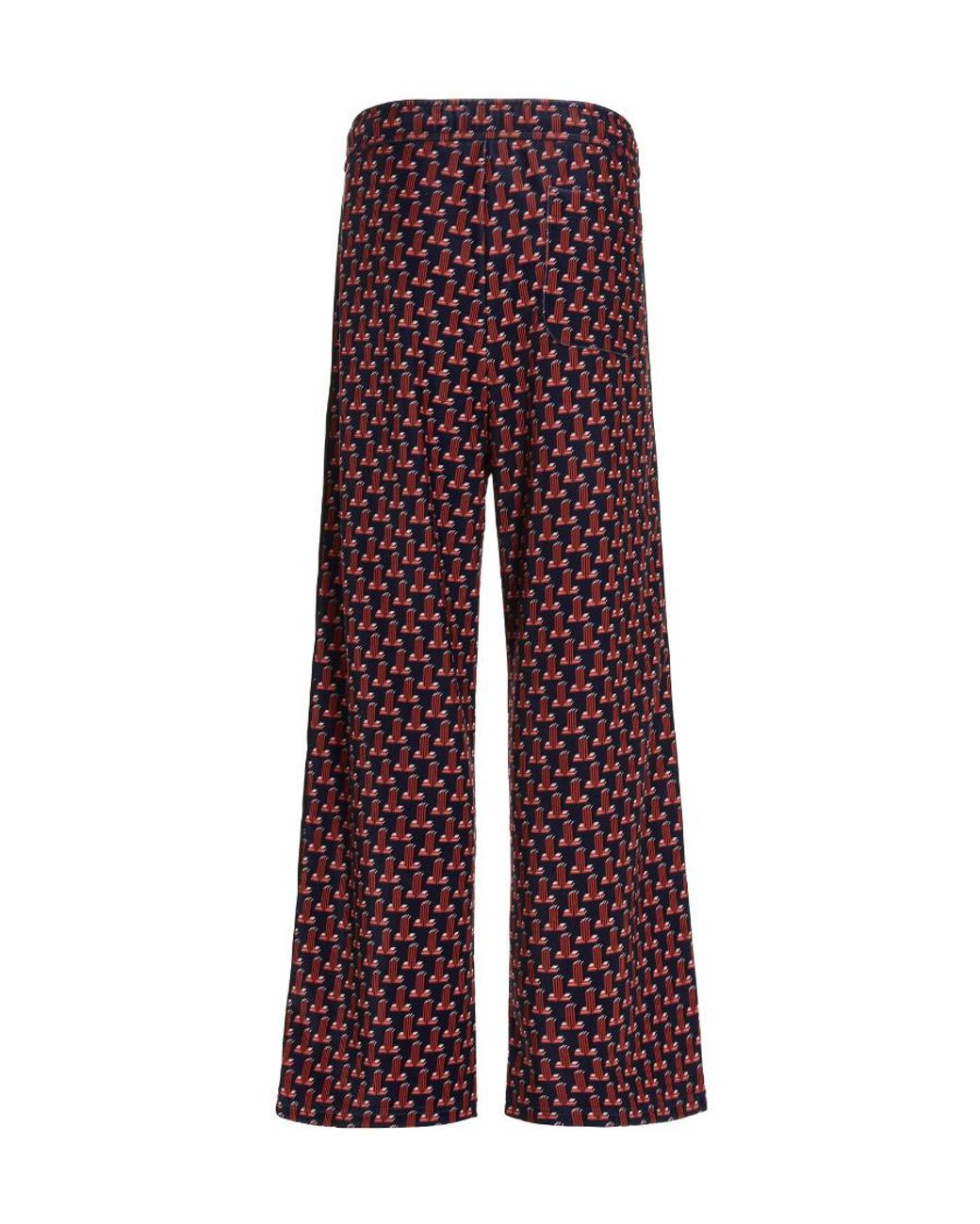 Lanvin Red Logo Pattern Straight Casual Pants