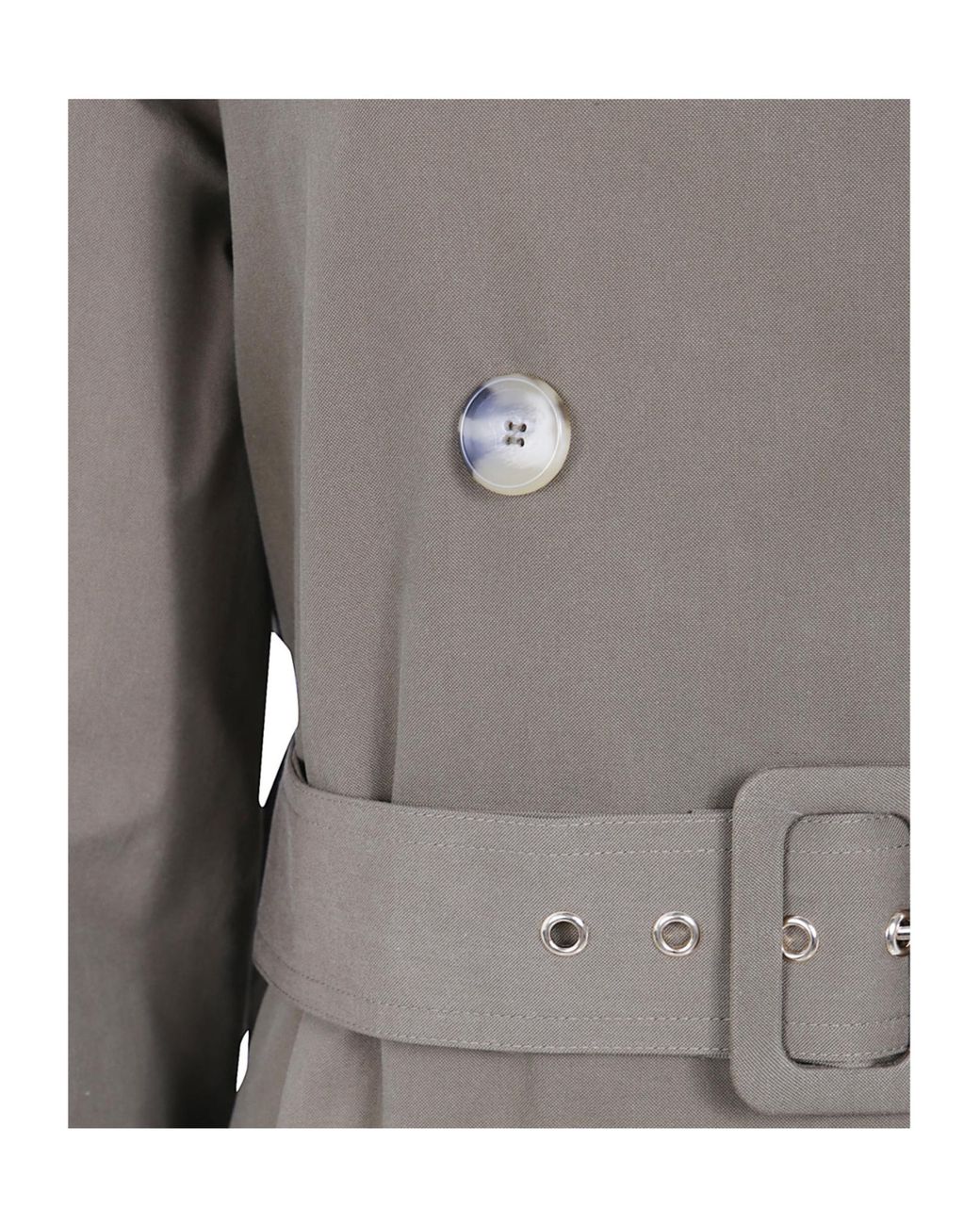 Twinset Gray Gabardine Double Breasted Trench Coat