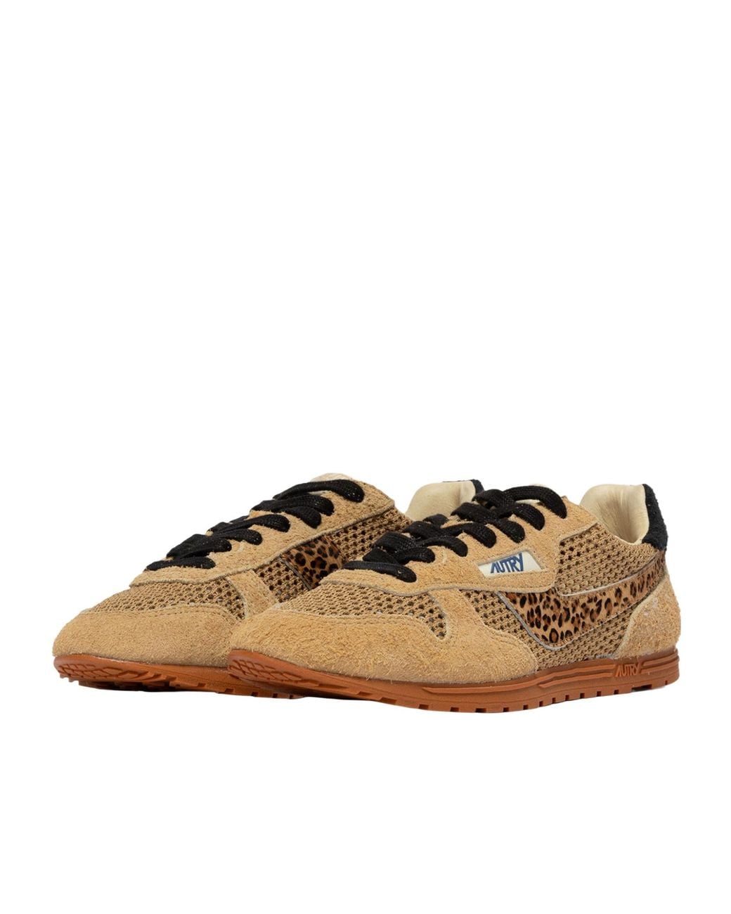 Autry Brown Windspin Mesh-Panelled Lace-Up Sneakers
