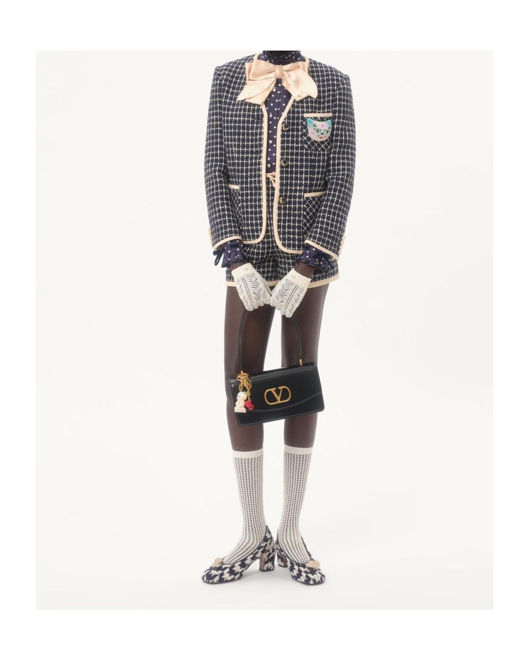 Valentino Black V-Neck Button-Up Jacket