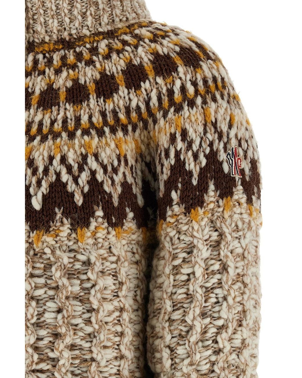 Moncler Natural Grenoble Geometric Knit Jacket