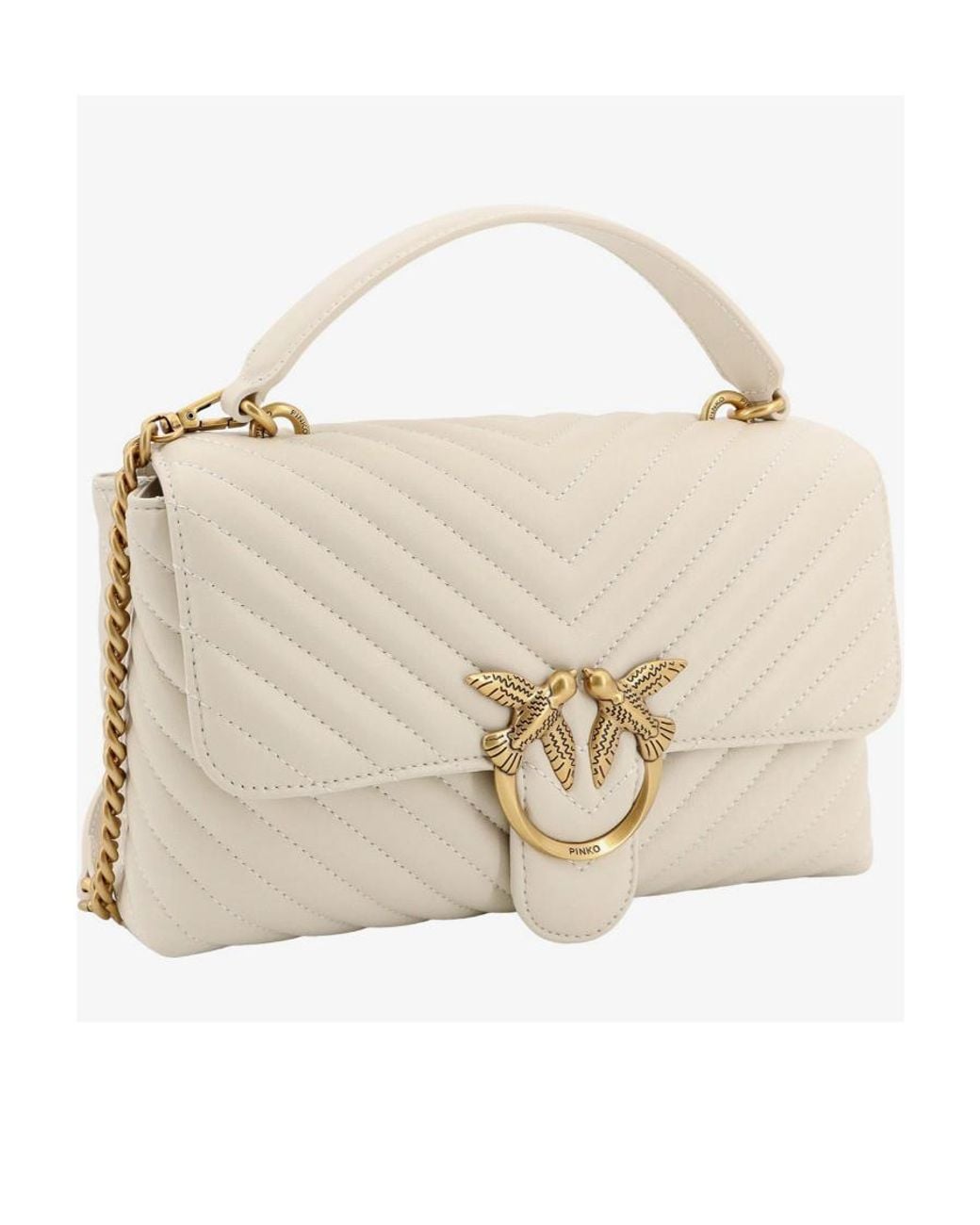 Pinko Brown Classic Lady Love Chevron Puffer Tote Bag