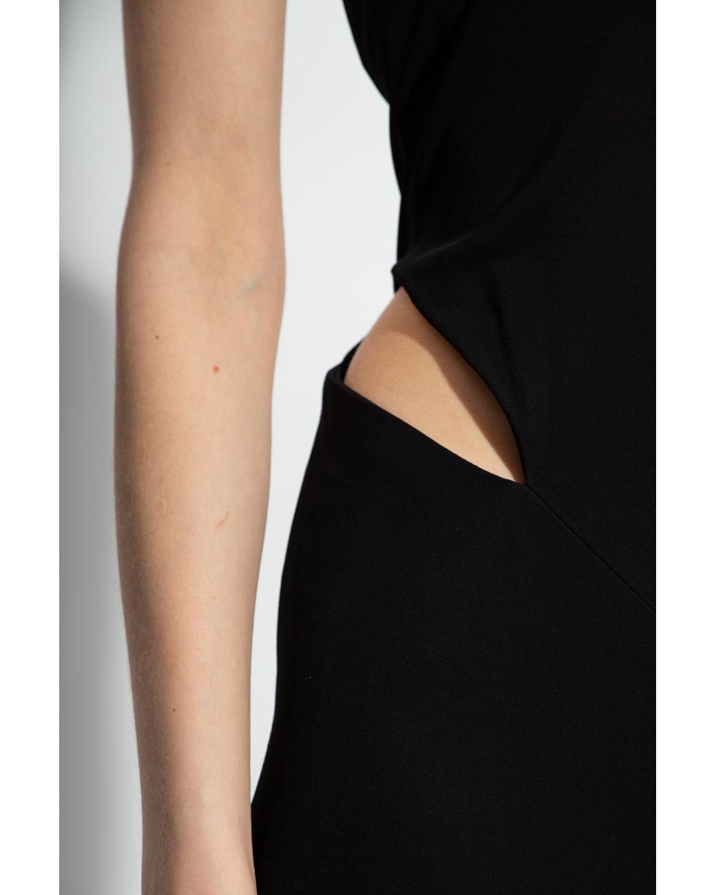 Versace Black One-Shoulder Cut Out Midi Dress