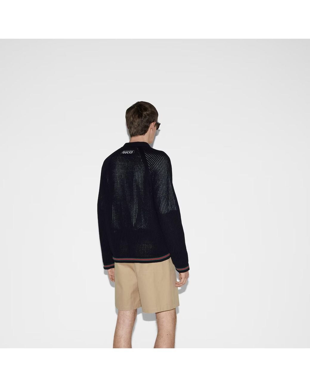 Gucci Black Logo Embroidered Button-Up Cardigan for men