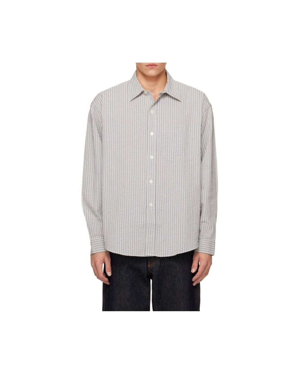 mfpen Gray Executive Check-Pattern Shirt for men