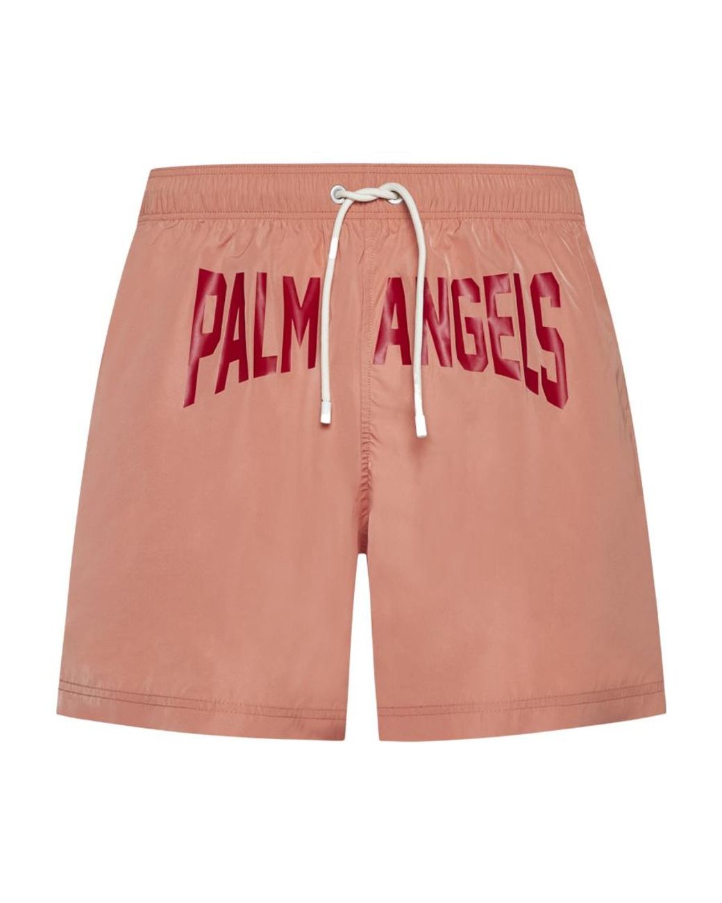 Palm Angels Red Logo-Printed Drawstring Swim Shorts for men
