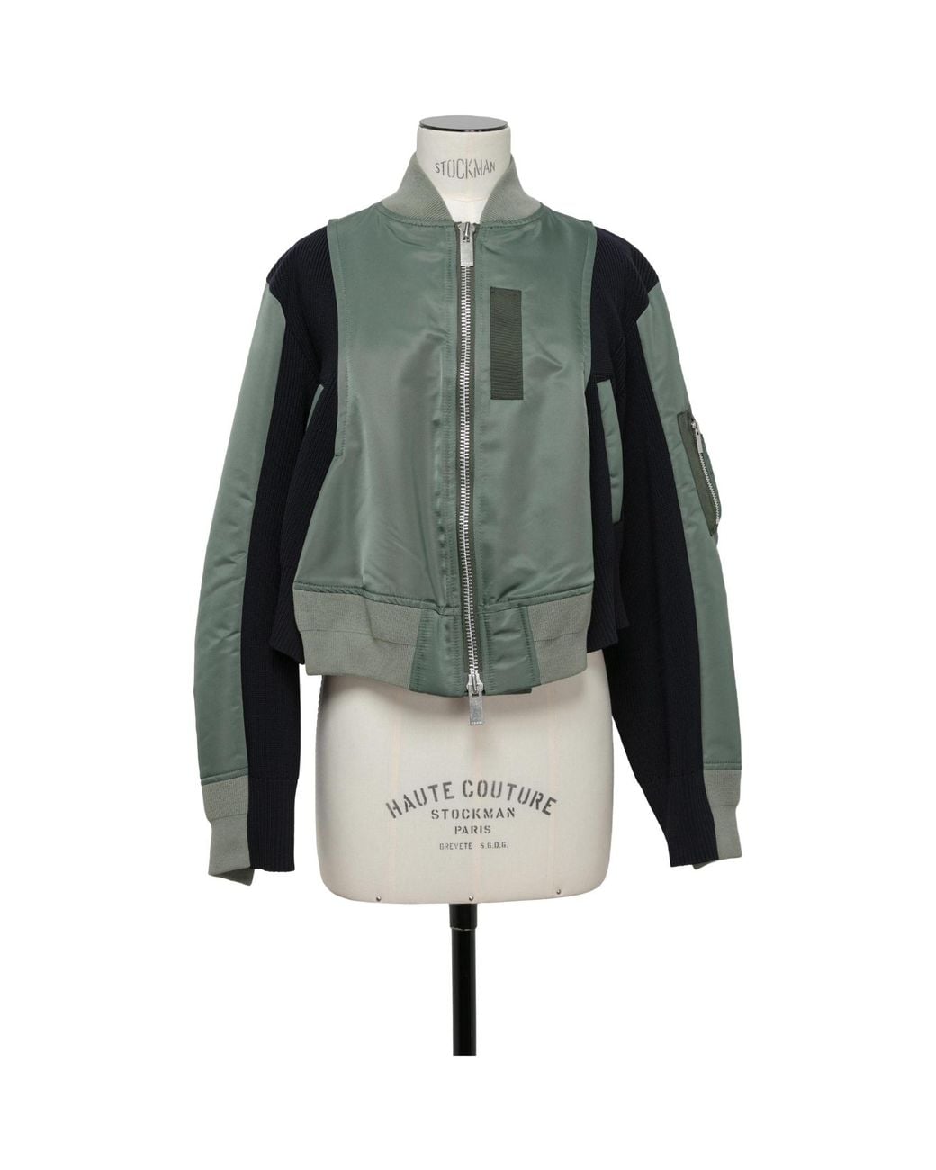 Sacai Green Panelled Bomber Jacket