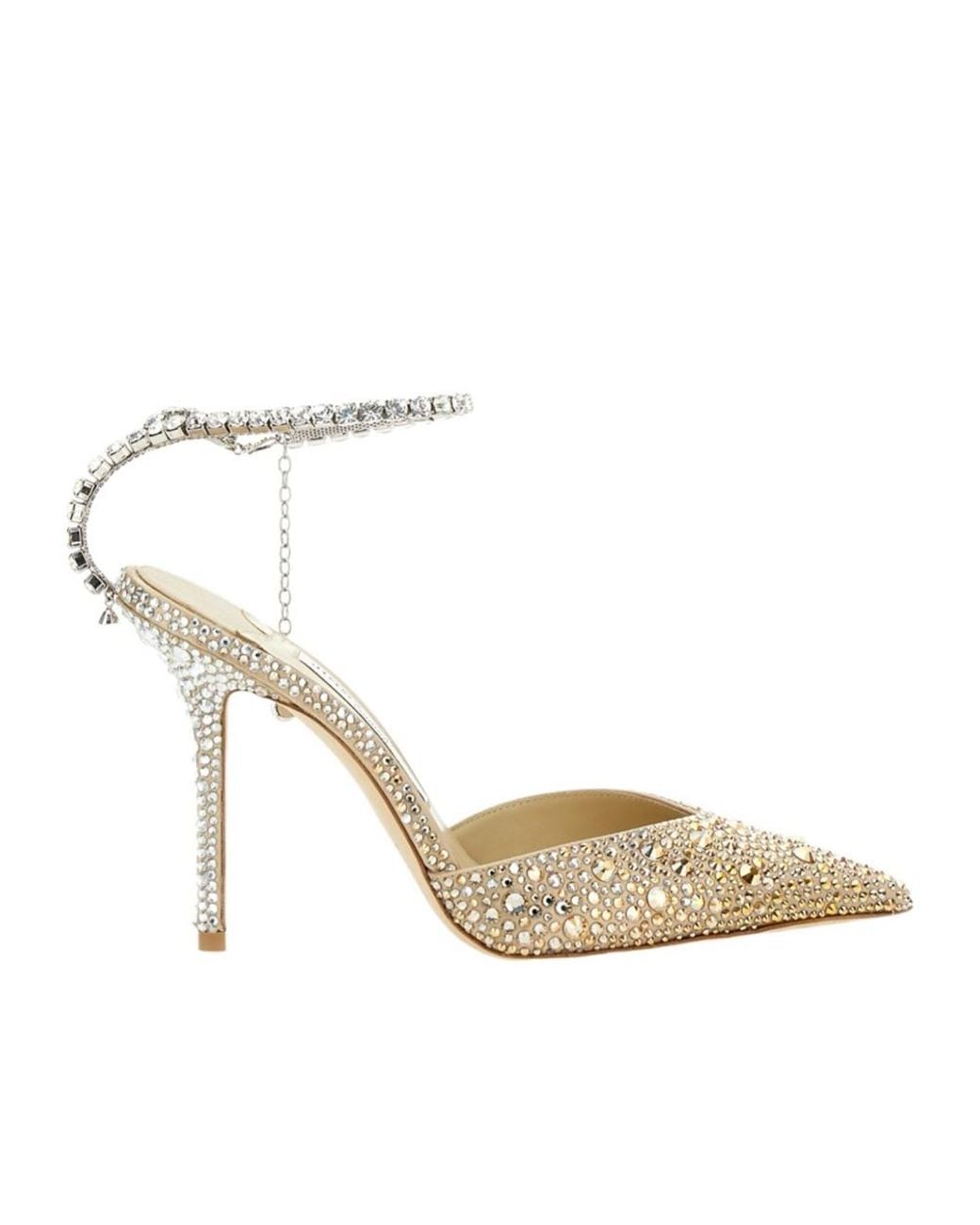 Jimmy Choo Metallic Saeda 100 Ankle-Strapped Pumps