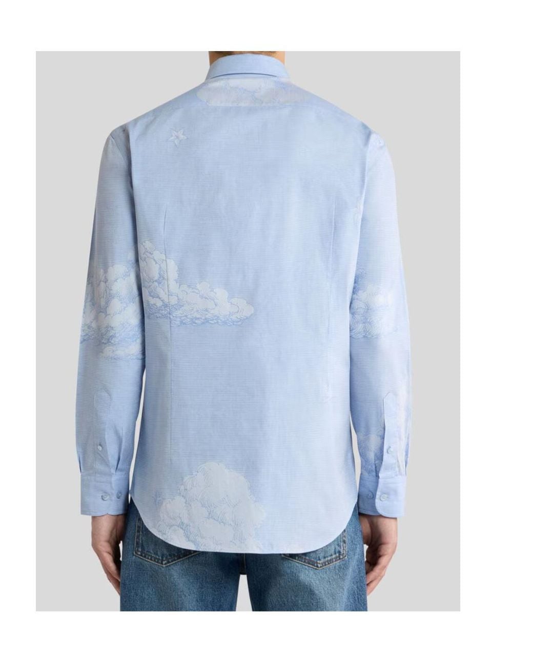 Etro Blue Pegasus Printed Buttoned Shirt for men