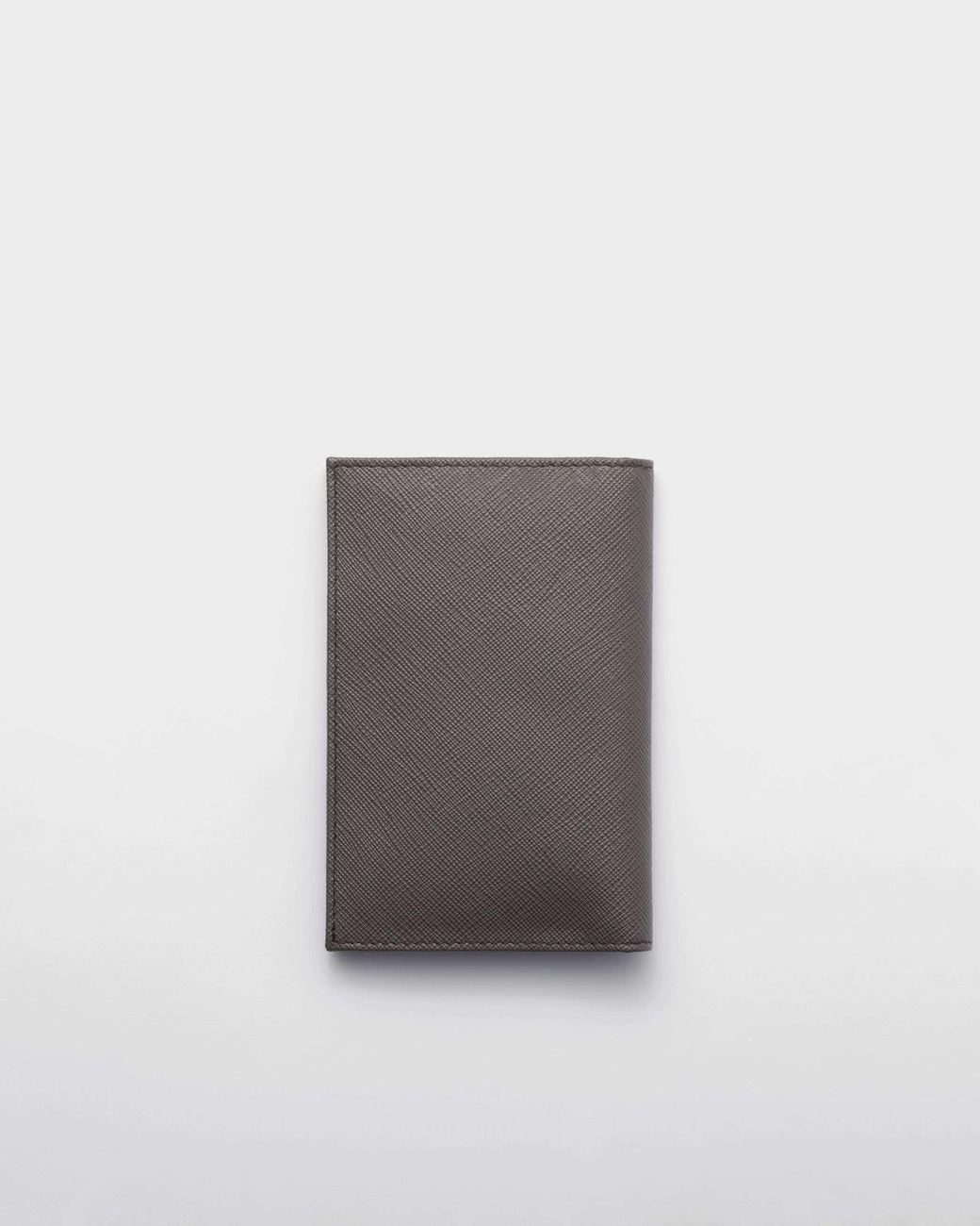 Prada Gray Saffiano Leather Passport Holder for men