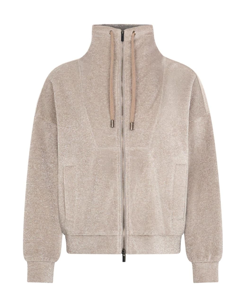 Peserico Brown Zipped Bomber Jacket