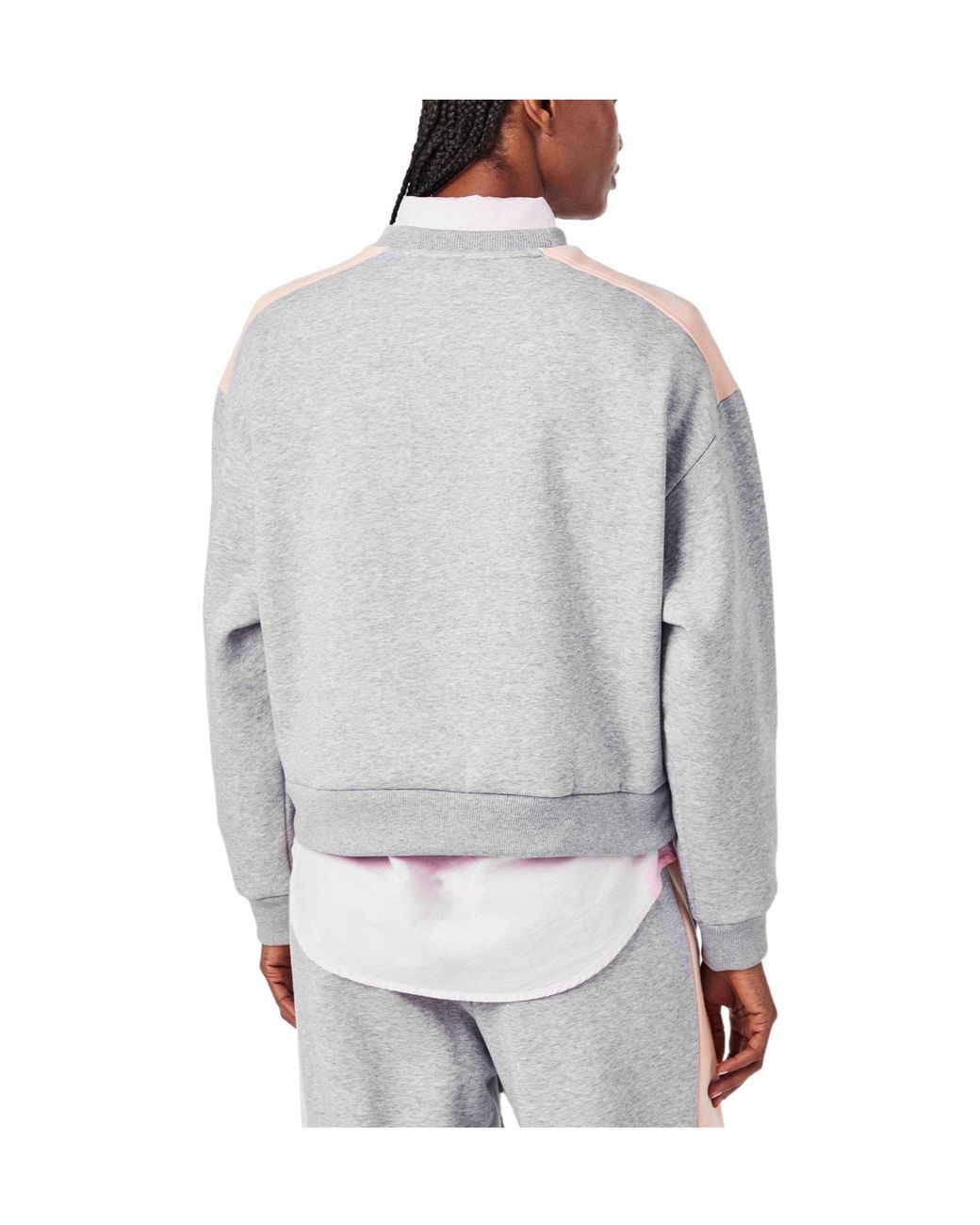 Lacoste Gray Cropped Crewneck Sweatshirt