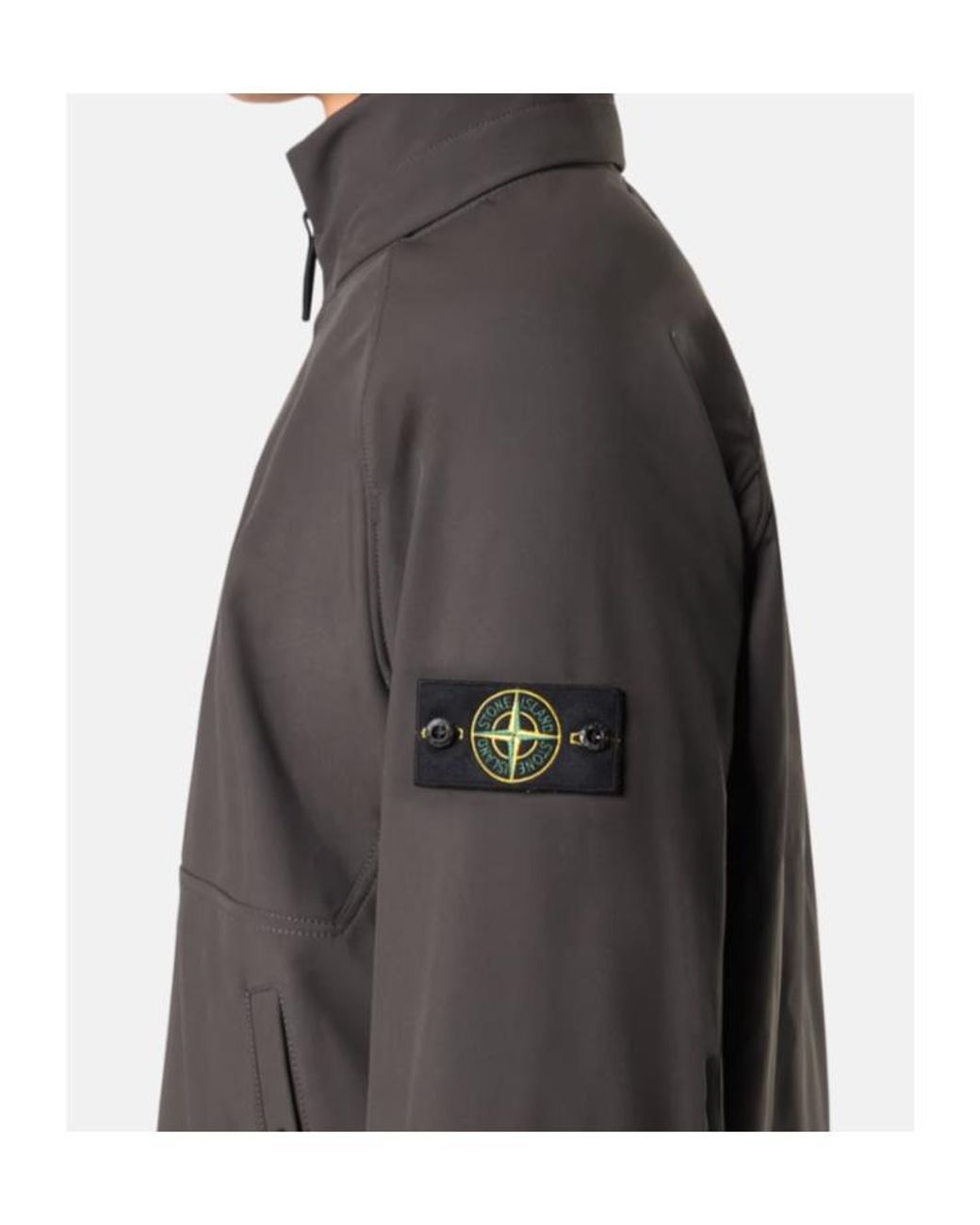 Stone Island Gray High-Neck Zipped Jacket for men