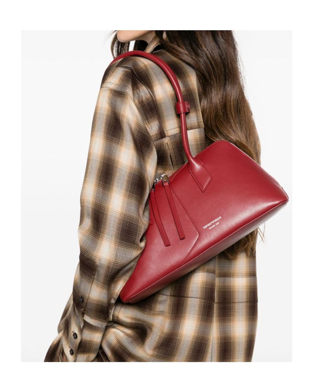 Emporio Armani Red Leather Tote Bag