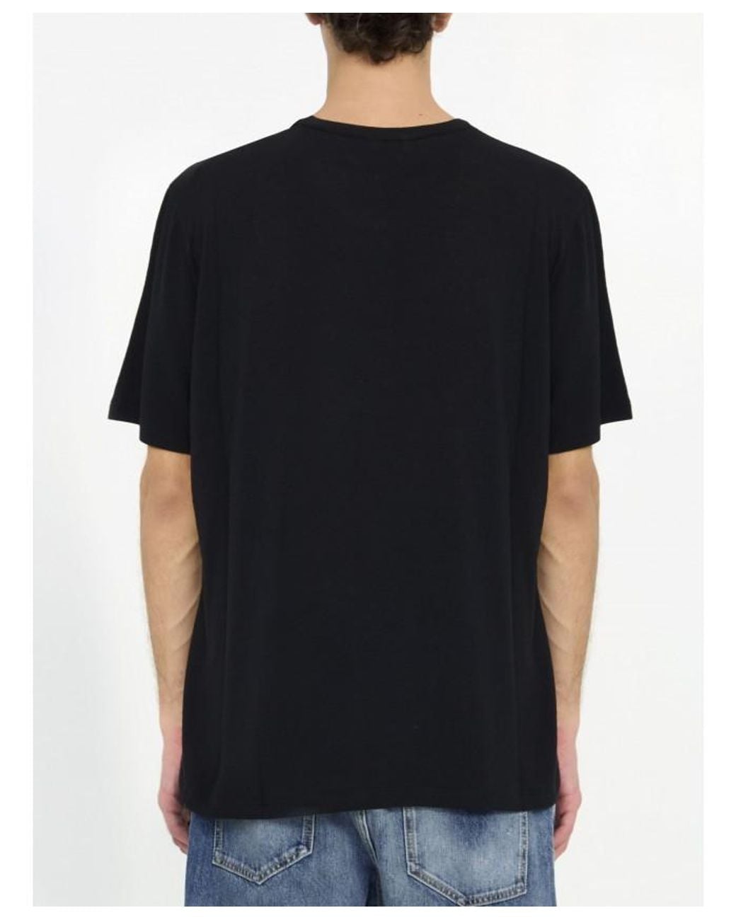 Saint Laurent Black Crewneck Short-Sleeved T-Shirt for men
