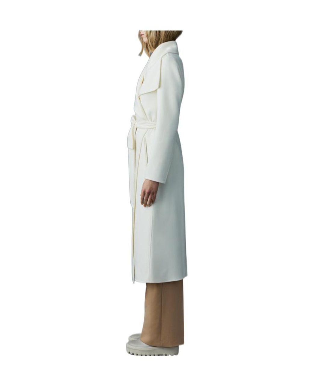 Mackage White Double-Sided Wool Wrap Coat