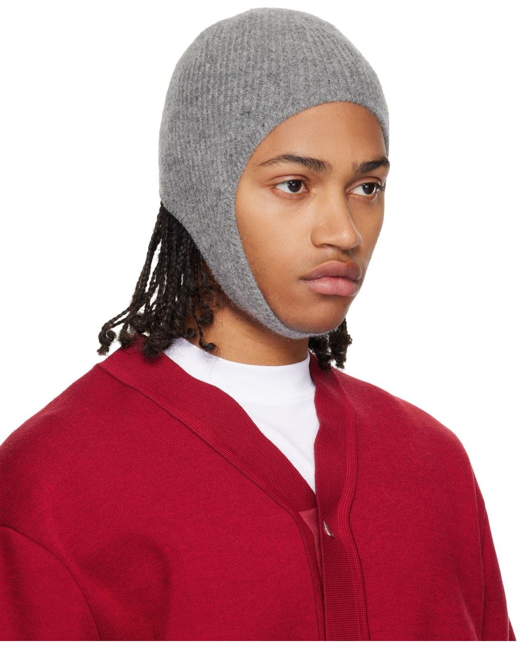 Jacquemus Gray La Capuche Gros Grain Knitted Hat for men