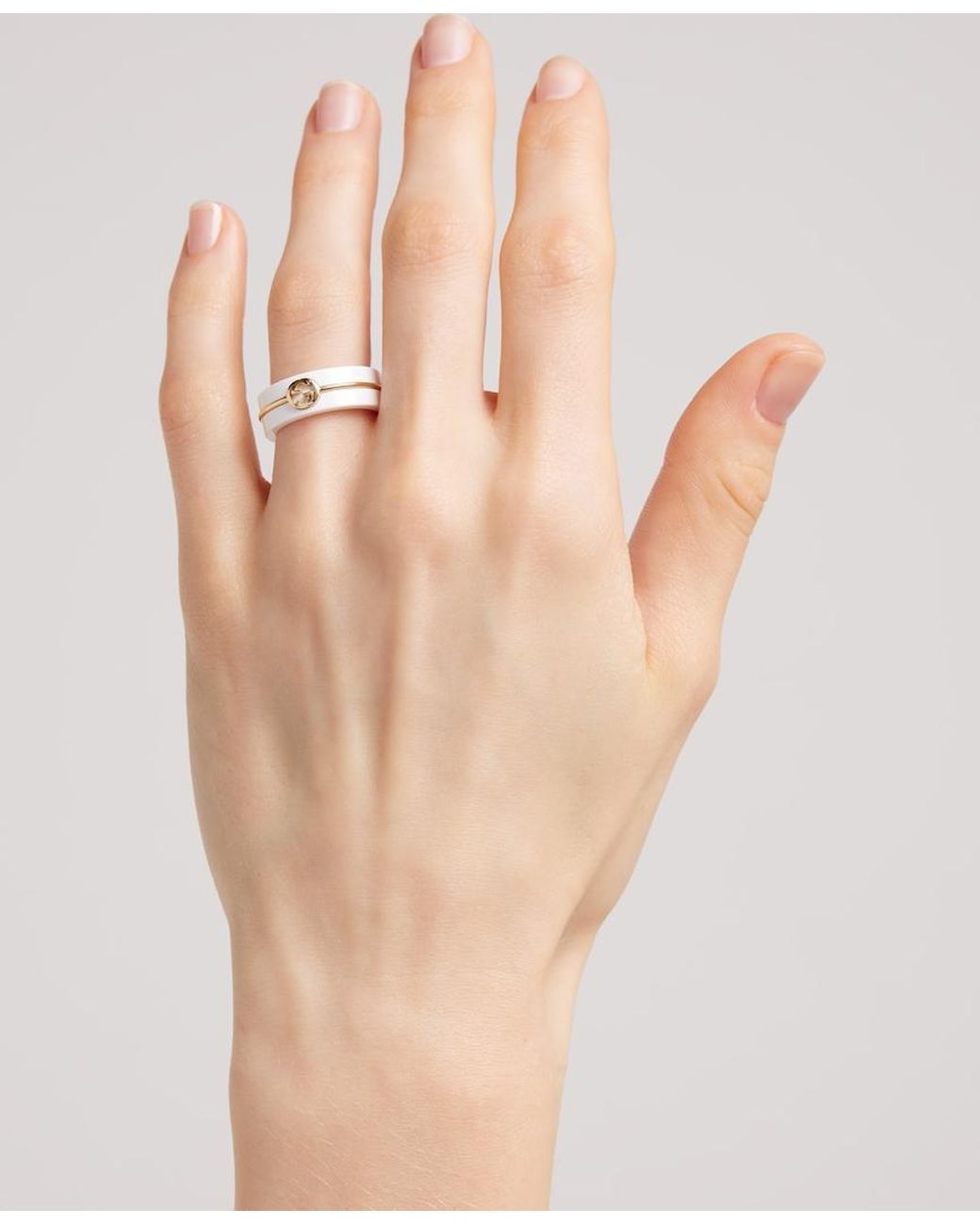Gucci Metallic Interlocking Zirconia Ring