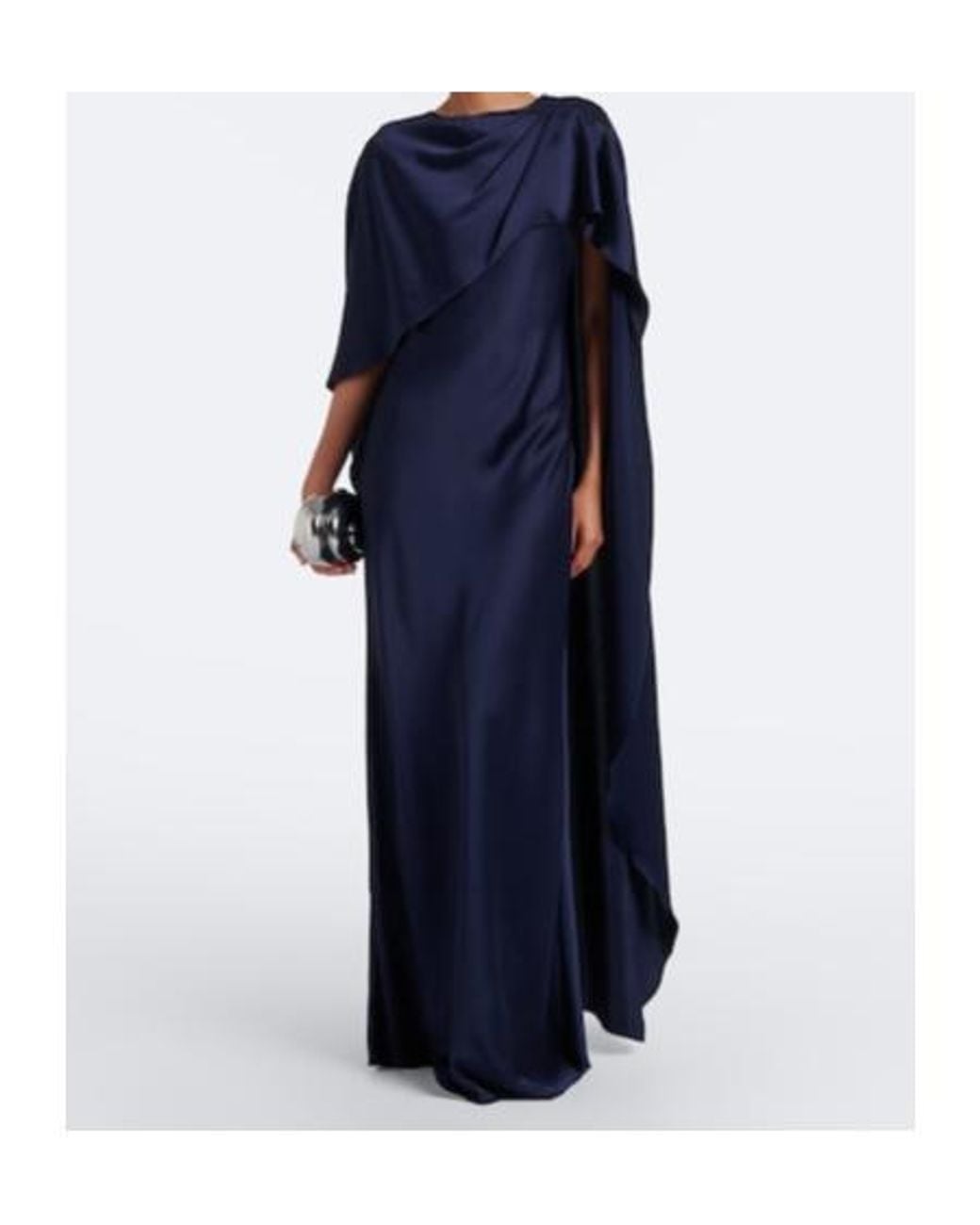 Jonathan Simkhai Blue Izel Asymmetric Caped Satin Gown